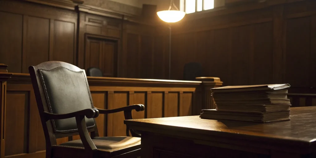 An empty courtroom where a Palm Beach County DUI lawyer defends clients.