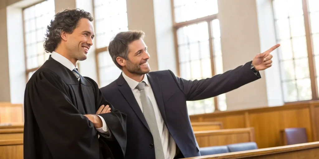 Defense attorney and client plan a simple battery charge defense.