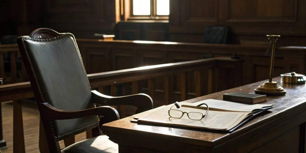 A Miami lawyer's desk with a gavel, representing a client in a violent crimes case.