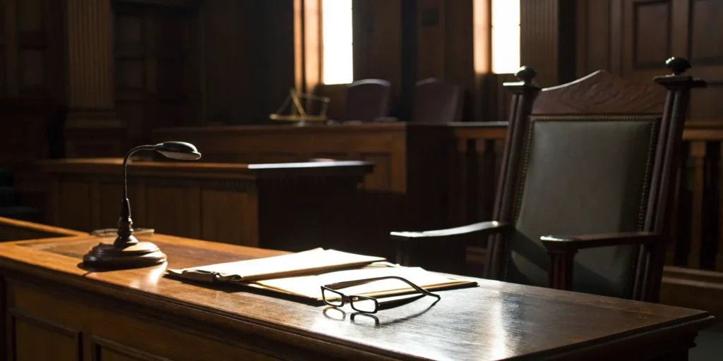 Miami-Dade insurance fraud defense lawyer's desk with case files and glasses.