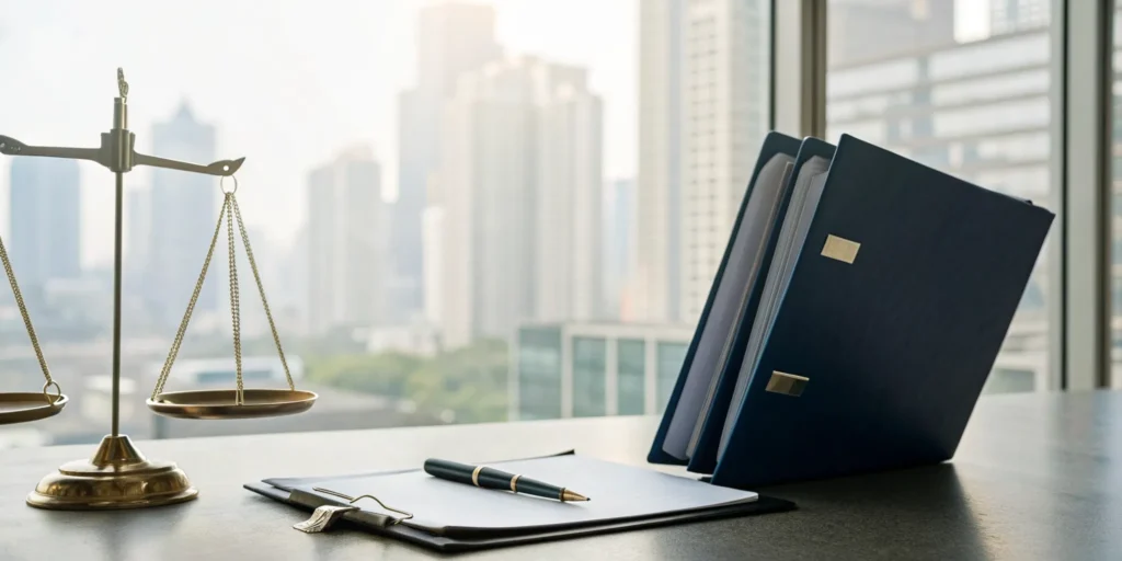 Legal scales and court documents for the nolle pros expungement process.