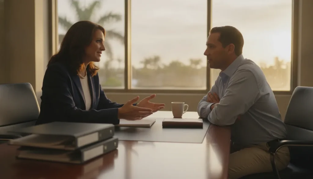 Attorney discussing cheap criminal lawyer options with a client